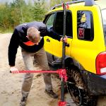 Farm Jack Billyftkran 135 cm, 3000 kg Lastkapacitet, Offroad Stock Winch i Stål, Röd+Svart