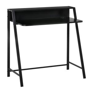 Stilrent Datorbord med Hylla, Kompakt Skrivbord med Kabelhantering, Modern Arbetsplats för Hemmakontoret, Svart, 84 x 45 x 85 cm