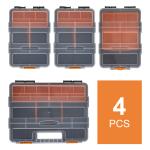 Verktygsförvaringslåda, 4-pack, Multifunktionell Sorteringslåda för Smådelar, Plast, Orange + Svart, 28,7 x 22,5 x 5,5 cm