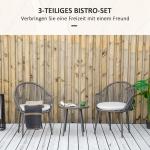 Bistroset i Rotting, 2 Stolar och 1 Bord, Väderbeständig, Mörkgrå + Ljusgrå, 65 x 63 x 80 cm