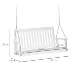 Trädgårdsgungbänk i Massivt Trä, Klassisk Gungsoffa för 2 Personer, Robust Konstruktion för Uteplats och Terrass, Vit, 117 x 69 x 60 cm