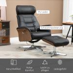Relaxstol TV-stol med Pall Svart av Konstläder för Komfort och Avkoppling Vridbar Liggstol Lastkapacitet upp till 150 kg Ergonomisk Design