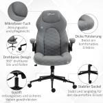 Kontorsstol Skrivbordsstol Grå av Tyg och Metall för Hemmakontoret Ergonomisk med Vippfunktion och Justerbara Armstöd Mjuk Dyna