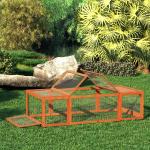 Smådjursstall Smådjursbur med Utomhusinhägnad Multifunktionell Granträ Orange 180 X 90 X 48 Cm