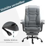 Kontorsstol med Liggfunktion och Nackstöd Ergonomisk Skrivbordsstol Fällbart Ryggstöd 150° Upp till 135 Kg Grå