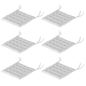 Sittdynor Stolsdynor Ljusgrå av Polyester och Skum för Inomhus och Utomhusbruk Set med 6 Dynor med Knytband 40 x 40 x 4 cm