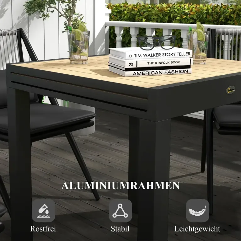 Trädgårdsbord Uteplatsbord Gul 81-162 x 80 x 75 cm