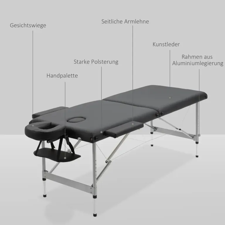 Hopfällbar Massagebänk 2-Zon Professionell Behandlingsbänk