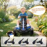 Gokart med Pedaler, Trampbil för Barn med Bromsar, Halkfria Hjul och Metallram, 3-6 År, Blå
