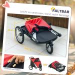Hundvagn Dog Buggy, Hopfällbar med Liggdyna och Stålram, Röd/Svart