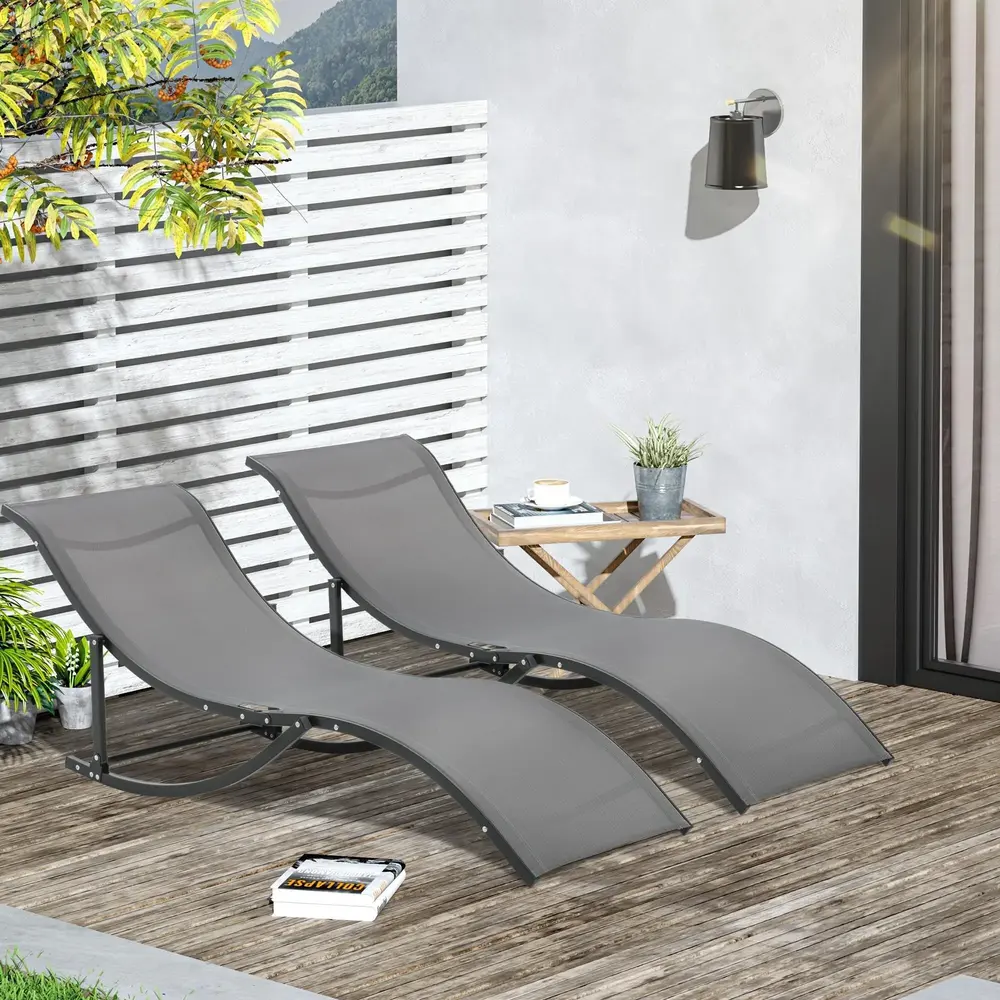 Trädgårdsstolar i Aluminium 2-Pack 165 x 61 x 63 Cm