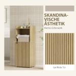 Badrumsskåp Fristående Gul Ek Trädesign för Badrum Förvaringsskåp med Hyllor och Dörr Kompakt Design och Bra Förvaring 104 cm