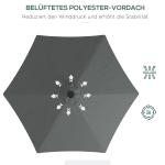 Fribärande Paraply Solskydd Mörkgrå av Polyester och Metall för Trädgård med LED Belysning och Handvev Inklusive Korsfot 290 x 260 cm