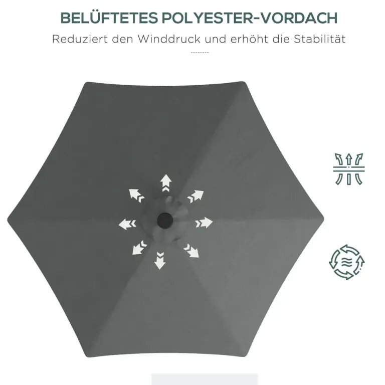 Fribärande Paraply Mörkgrå av Polyester 290 x 260 cm