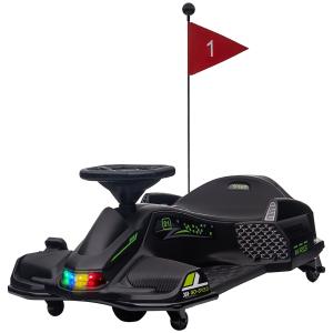 Elektrisk Barnkart med Gummihjul, Ljus och Musik, 3–8 km/h, Svart