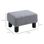 Fotpall Ottoman Grå av Linne och Trä för Vardagsrum och Hall Rektangulär Stoppad Pall Lastkapacitet upp till 150 kg Robust