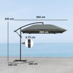 Parasoll Fribärande Paraply Mörkgrå av Aluminium och Polyester för Trädgård Vattentätt Solskydd med Vev och Stativ 260 cm
