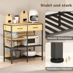 Skänk med Lådor och Hyllplan Natur Trä och Vit Spånskiva för Kök och Vardagsrum Rymlig Förvaringsmöbel med Modern Design Stabil Konstruktion 90 cm