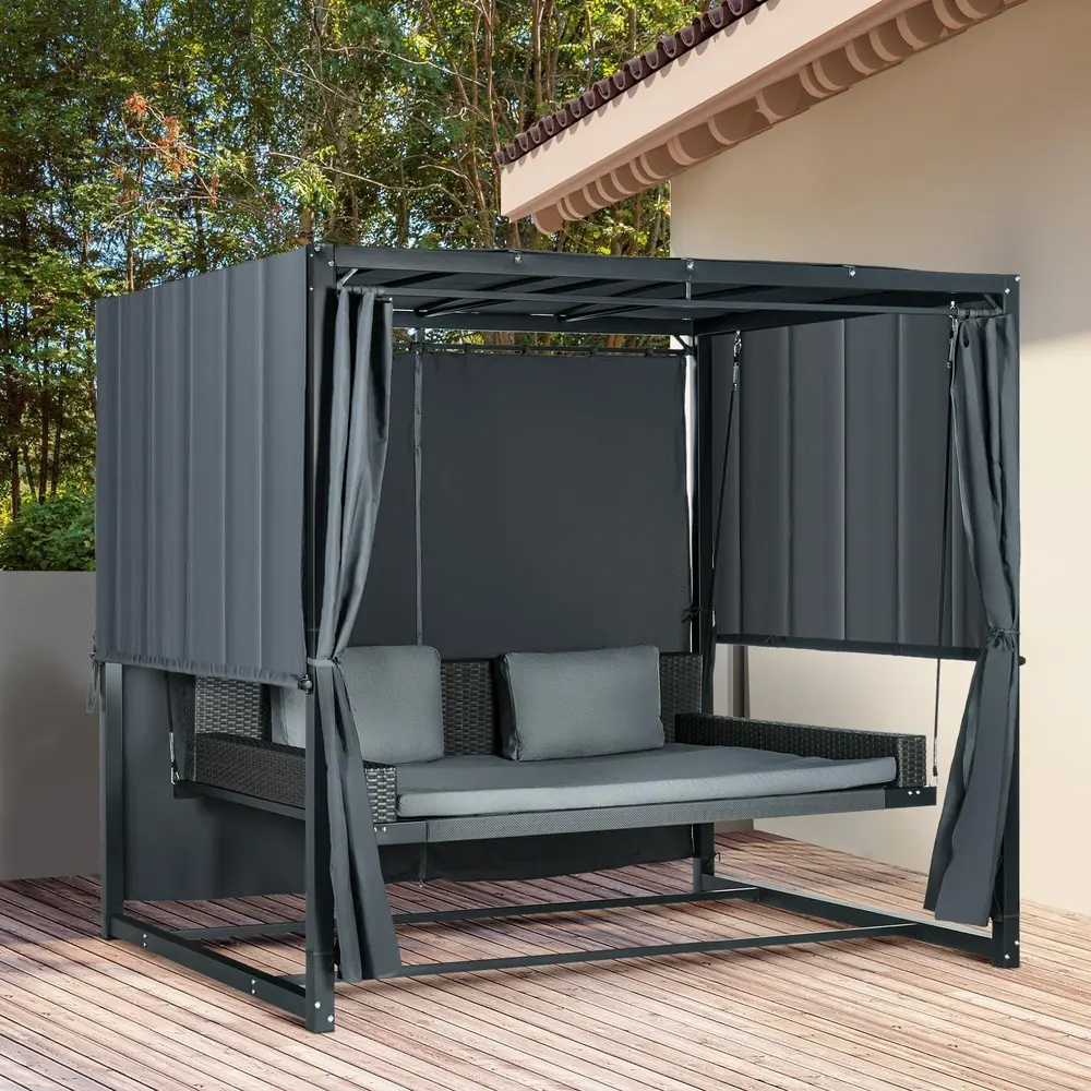 Hammock med Pergola-Tak Trädgårdsgunga 235 x 180 x 210 Cm