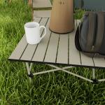 Hopfällbart Campingbord med Roll-up Bordsskiva, Aluminium, Khaki, 95 x 55 cm