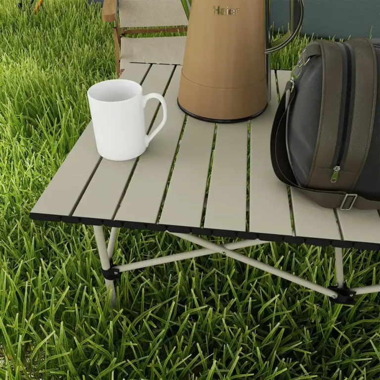 Hopfällbart Campingbord med Roll-Up Bordsskiva 95 x 55 cm
