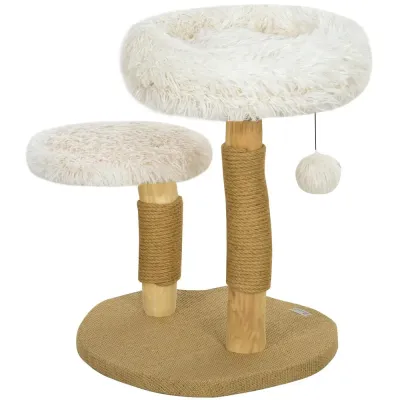 Klösträd 61,5 cm med Kattbädd och Lekboll, Vitt