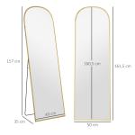 Helspegel med Modern Ram för Sovrum och Hall i Fristående Design Ergonomisk och Elegant Guld Glas och Metall 50 x 1,5 x 161,5 cm