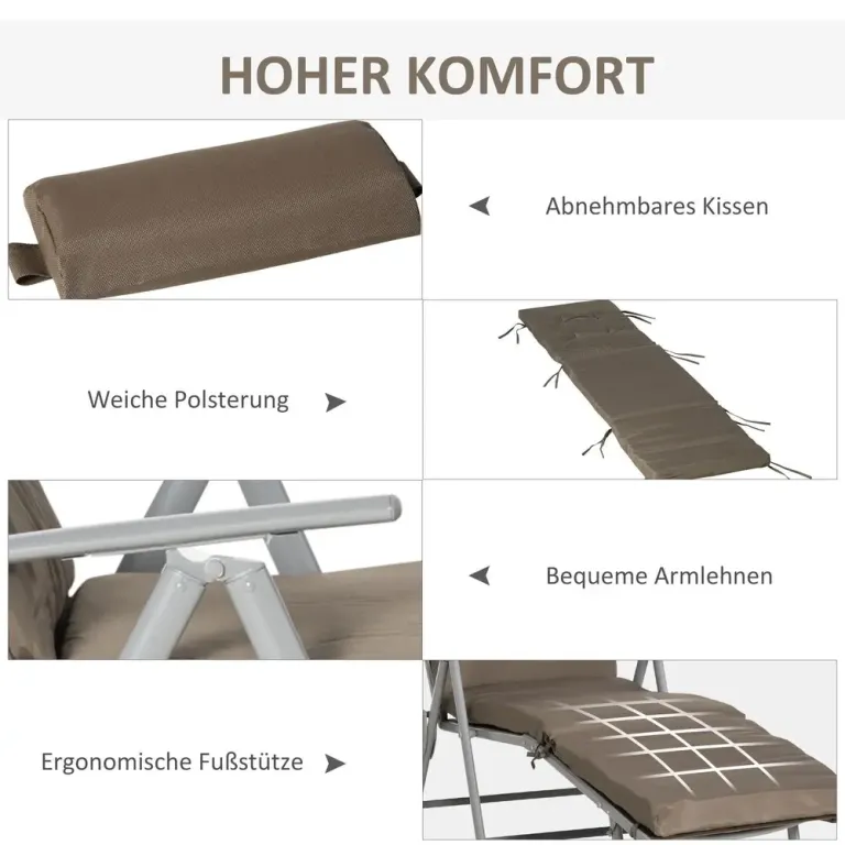 Solsäng med Dyna Hopfällbar Trädgårdsstol 137 cm