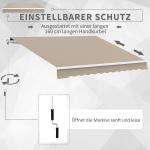 Ledarmsmarkis Solskydd Beige Aluminium för Balkong och Terrass Justerbar Uteplatsmarkis Väderbeständig Stabil 3,95 M