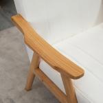 Fåtölj Enkelstol Kräm av Tyg med Sammetslook och Trä för Vardagsrum Scandi Design Klädd Stol med Armstöd Bekväm Sittplats 68 x 74 x 82 cm