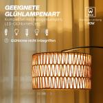 Golvlampa med Hamprepsskärm, Höjdjusterbar och Fotkontakt i Metall, Svart