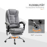 Kontorsstol med Massagefunktion, Ergonomisk Skrivbordsstol med Ligg- och Värmefunktion, Fjärrkontroll, Grå