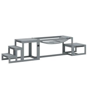 Agilityhinder Hund 3 Delar Grå Granträ för Hundträning Agilityset med Balansbro Plattform och Trappa Robust 117x50x56 cm