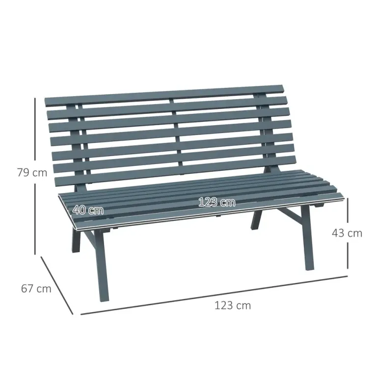 Trädgårdsbänk 2-Sits Blå 123 x 67 x 79 cm
