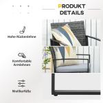 Balkongset i Konstrotting 2 Delar, Kompakt Utemöbelgrupp med Fåtöljer och Dynor, Väderbeständig Design för Liten Uteplats, Grå