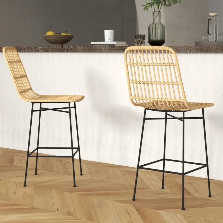 Barstolar Köksstolar Set om 2 Natur 45 x 53,5 x 105 cm