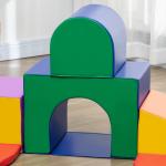 Skumblock Byggleksak, Set för Barn, Fyrkantiga Block, Trappor, Ramp, Konstläder, Flerfärgad