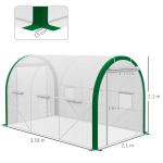 Folieväxthus Tunnelväxthus Vit av Galvaniserat Stål och PE för Trädgård och Balkong med Rulldörr Väderbeständigt 3,58 x 2,1 x 2,1 m