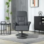 Massagestol med Fotpall, 10 Vibrationspunkter, Konstläder, Mörkgrå, 76 x 81 x 105 cm