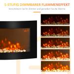 Elkamin Stabil Svart för Väggmontering med LED-Flamma Timer Fjärrkontroll och Justerbar Termostat 1000/2000 W för Hemmet 89,2 cm