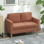 Soffa Loveseat 2-Sits Liten Soffa Rosa av Tyg med Manchesterlook och Trä för Vardagsrum Modern Stoppad Soffa med Förvaring 117 x 63 x 79 cm