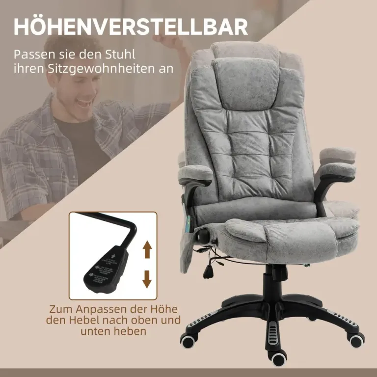 Kontorsstol Massagestol Grå av Tyg 68 x 72 x 110-120 cm