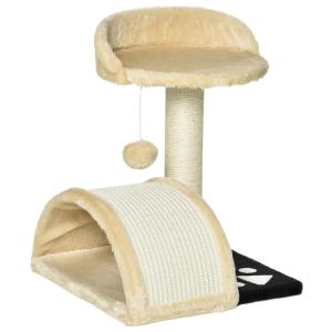 Kattträd Skrapstolpe Svart Plysch och Sisal för Små Katter Klösträd med Skrapstänger och Lekbollar 46 Cm
