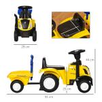 Åkbil Traktor med Släp Gul av Plast och Metall för Barn 2 År Leksaksfordon för Inomhus och Utomhusbruk Rolig Lekbil
