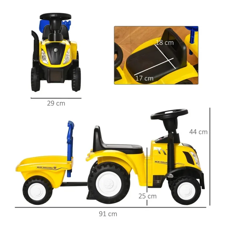 Åkbil Traktor med Släp Gul av Plast och Metall för Barn 2