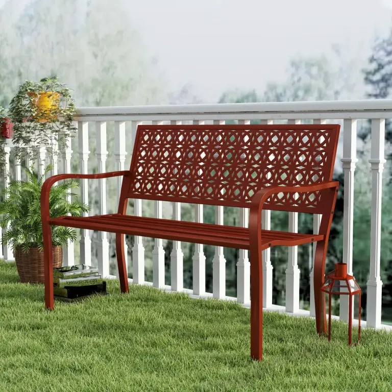 Trädgårdsbänk 2-Sits Röd 127 x 63 x 85 cm