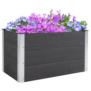 Upphöjd Bädd Växtlåda WPC och Aluminium Utan Bas för Trädgårdsodling Grå 100 X 50 X 50 Cm