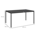 Trädgårdsbord Uteplatsbord Mörkgrå av Aluminium för Trädgårdsterrass Matbord för 6 Personer Robust Balkongbord 145 x 90 x 74 cm