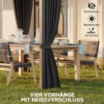 Pergola med Skjutbart Tak, Modern Trädgårdspaviljong med Gardiner, Justerbart Solskydd för Uteplatsen, Mörkgrå, 3,65 x 2,55 m