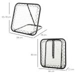 Fotbollsrebounder Hopfällbar Kickback Goal Rebound Wall 5 Nivåer för Baseboll och Basket Metall Svart 78 X 84 X 65-78 Cm